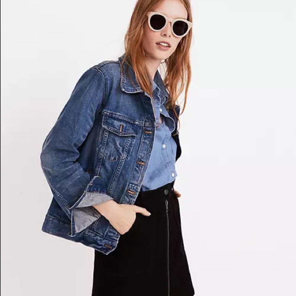Madewell Black Denim Zip Utility Skirt